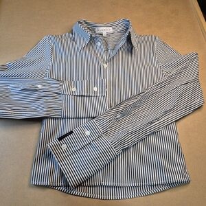 JW ANDERSON Navy and White Striped Button-Up Shirt
